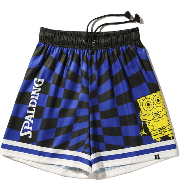SPALDING スポルディング 布帛ショーツ スポンジ ボブ チェッカーフラッグ バスケットボール WUPフハクハーフ 3／4パ SMP25047S-5810