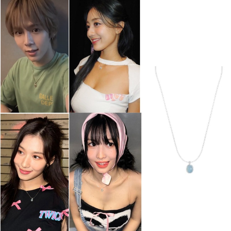【RIIZE,TWICE着用】Aqua Blue Love シルバーネックレス
