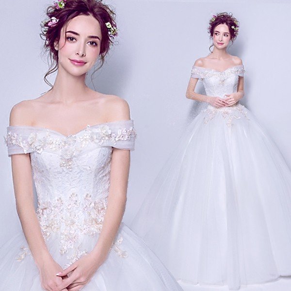 ウエディングドレス 二次会 ウェディングドレス 安い 夏 結婚式 プリンセス エンパイア 花嫁 ドレス 披露宴 ロングドレス ブライダル 大きいサイズ