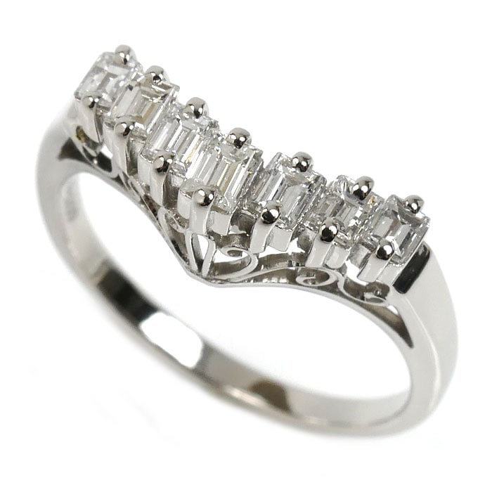 TASAKI タサキ Pt900プラチナ V字型 ダイヤ リング・指輪 ダイヤモンド0.50ct 13号 4.2g レディース 中古 美品