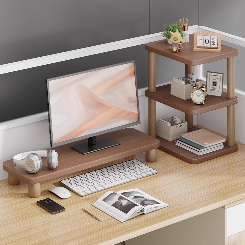 コンピューターの高架モニタースクリーンサポートラックオフィスデスクストレージラッククッションデスクトップストレージラック