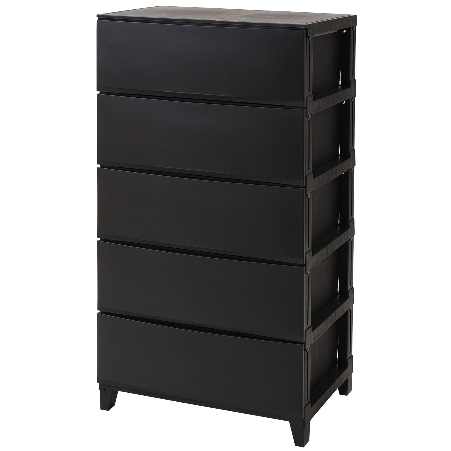 チェスト 5段 【日本製】 ワイド 幅54×奥行42×高さ107cm クローゼット収納 すべり止めつき ネット限定カラー(ブラック) 組立かんたんRSD-S545YABK