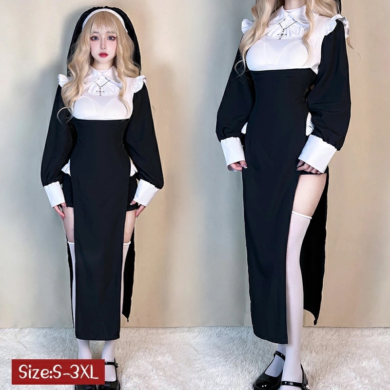 レディース コスプレ ハロウィン　仮装 コスチューム 大人用 牧師 ハロウィン 宣教師 レディース 修道女 女性 お化け 大人 シスター 大きいサイズ ハロウィンコスチューム イベント 修道服 coハロウィン