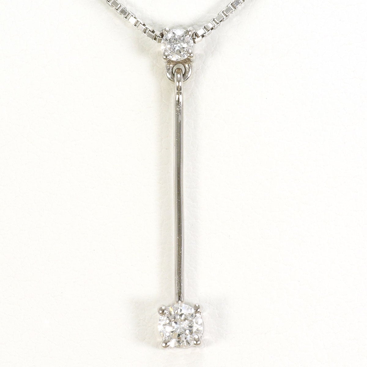 PT850 プラチナ ネックレス ダイヤモンド 0.20ct 総重量約3.4g 約40cm 中古