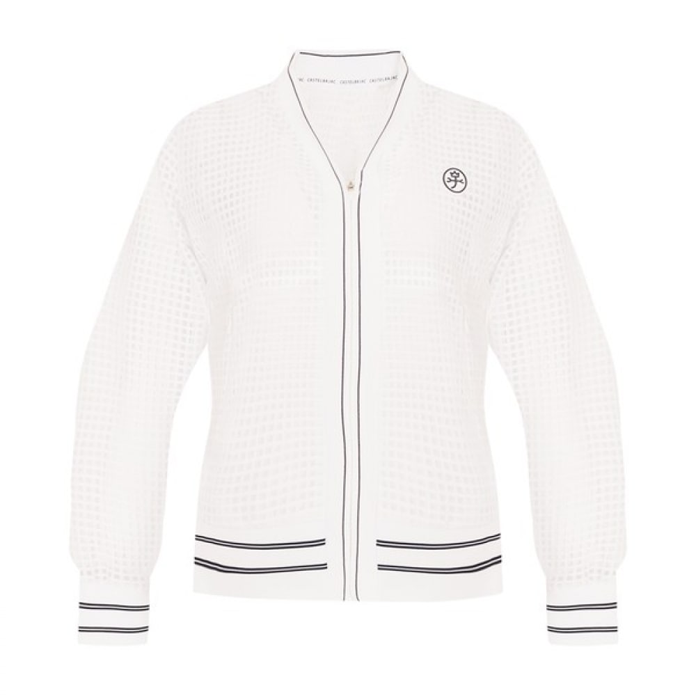 (カステルバジャック) レディース Vネックメッシュジップアップジャンパー_BGDMTJ704WH