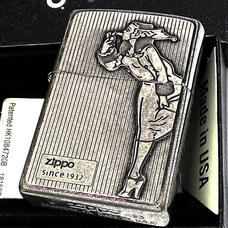 ZIPPO ライター ウィンディ ガール クラシックメタル ジッポ ユーズドバレル加工 おしゃれ アンティークシルバー Windy レディース 可愛い メンズ かわいい ギフト プレゼント