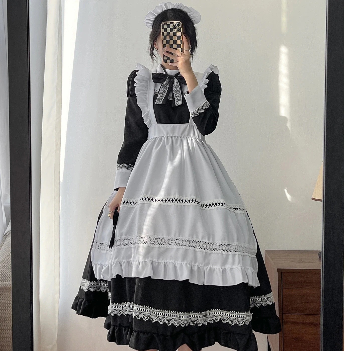 イギリス風 長袖 メイド服 コスプレ 衣装 日系 制服 可愛い ワンピース ビッグサイズ メイド ハロウィン コスプレ ロリータハロウィン仮装
