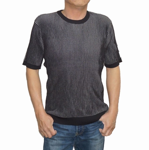 半袖ニット 黒 3266-6131 メンズ 夏物 ブラック サマーニット