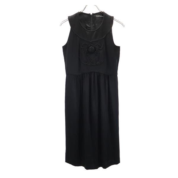 シルク ノースリーブ ワンピース 1 ブラック系 バックジップ レディース