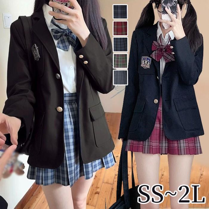 (WJ Fashion)5点セット 入学式 卒業式 スーツ 女の子 長袖 中学生 高校生 制服 学生制服 女子高生 小学生 ブレザー スカート チェック柄 レディース お受験 結婚式