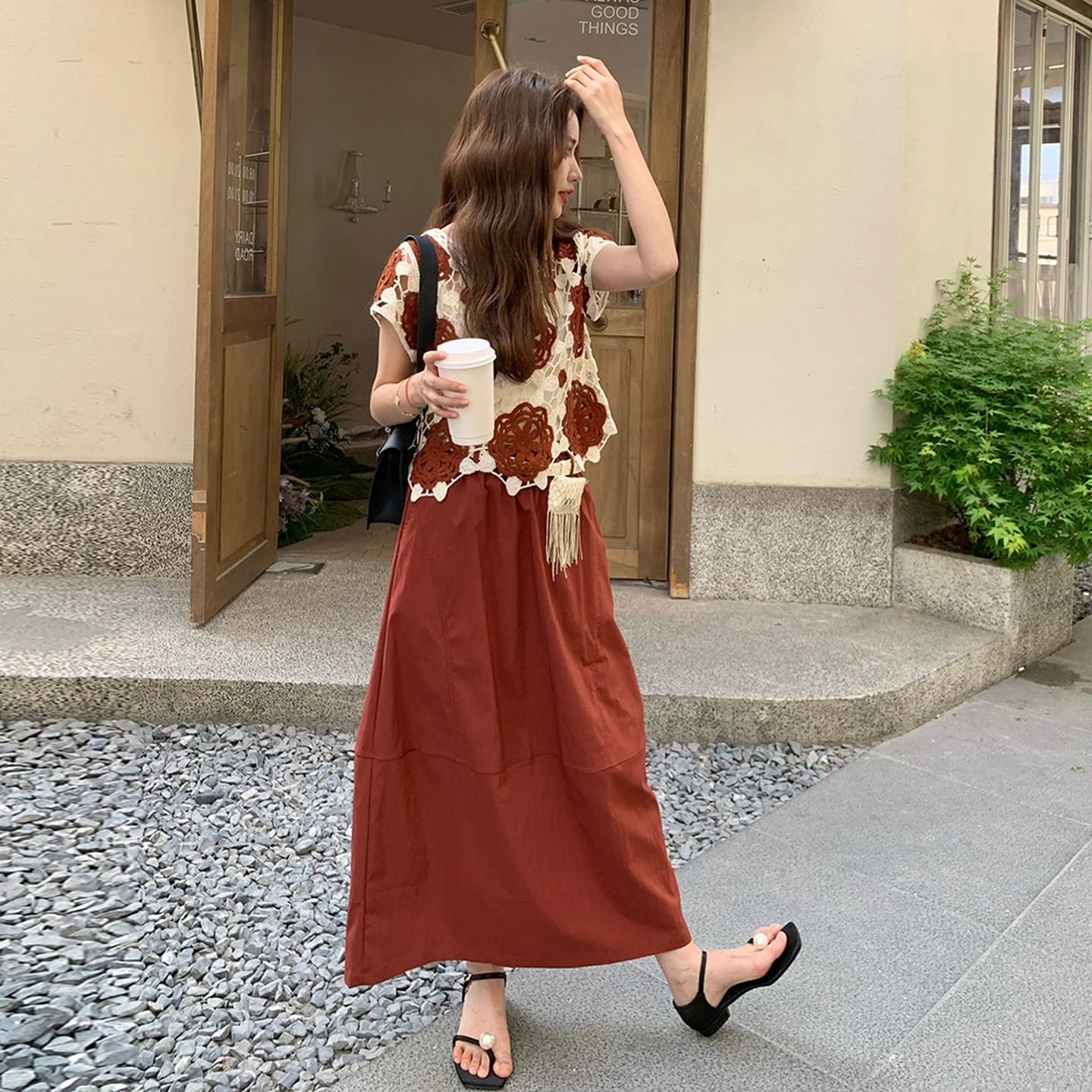 【急速出荷!】レディース 2点セット セットアップ 半袖 上下セット レッド カジュアル トップス+ロングスカート 大きいサイズ 4,984円