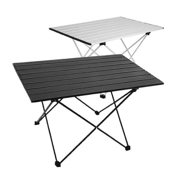 【アウトドアギフト】 2個セット アルミ ロールテーブル アウトドア 折りたたみ テーブル キャンプ BBQ 室内 折り畳み 超軽量 収納袋付き ARLOWT