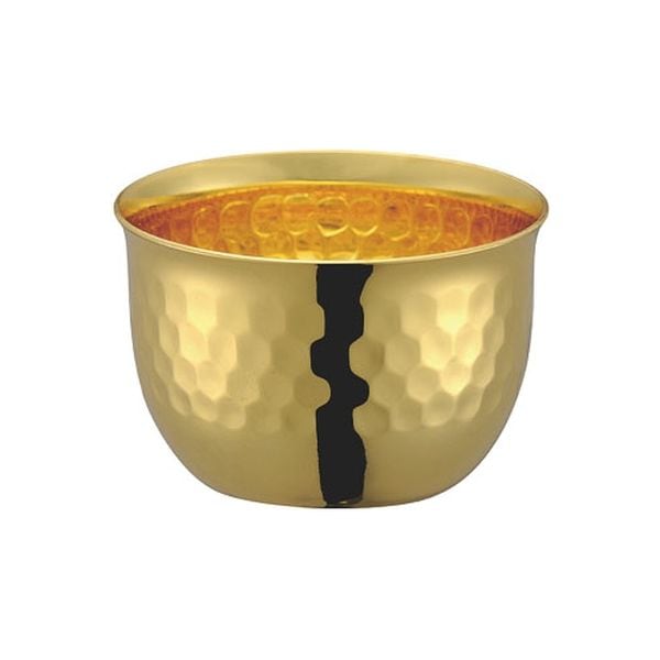 華　ぐいのみ　90ml　槌目　金メッキ