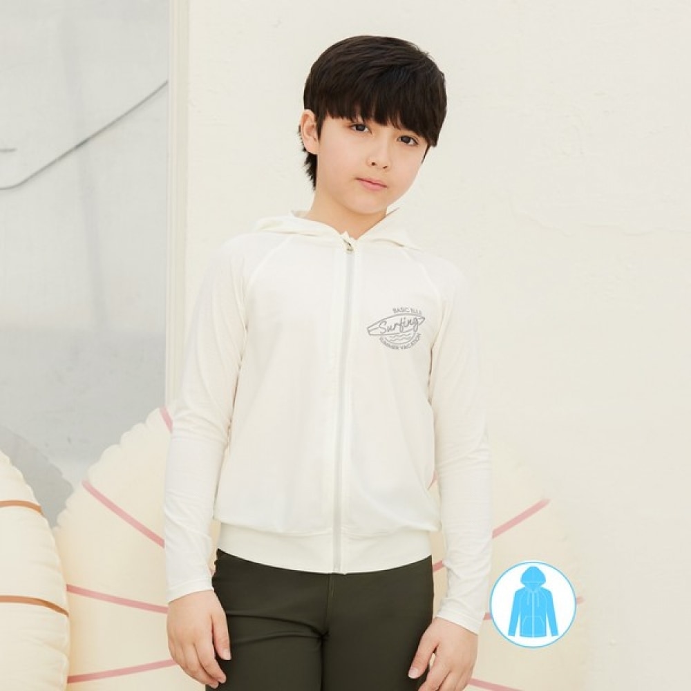 (ベーシックエル) ベーシックエルボーイズホワイトパーカージップアップラッシュガード BEB-X705H 5,056円