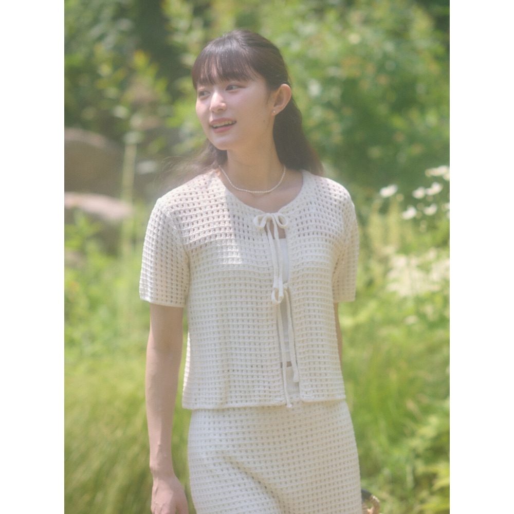 ファブリコロジースカシリボンカーディガン 2color
