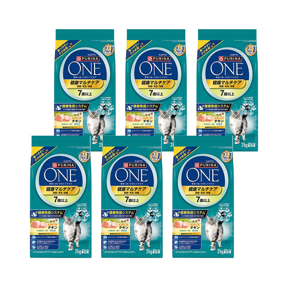 キャットフード　ピュリナワン　猫　キャット　健康マルチケア　７歳以上　チキン　２ｋｇ（５００ｇX４袋）X６袋　ＣＲＣ35―15―68―20―00 11,166円