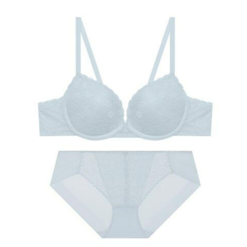 テンダー レース ノーワイヤ ブラパンツ セット - ライトブルー 80A 100