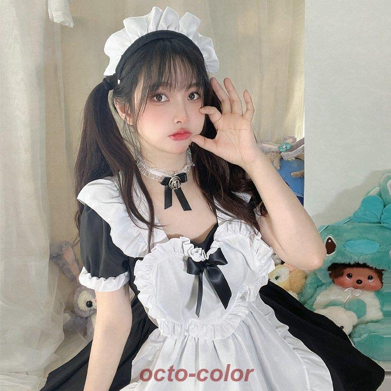 【万聖節セール】ハロウィン衣装 メイド服 コスプレ 魔女 メイド コスチューム 女王 巫女 仮装 ロングワンピース3点セット レディース ドレス レース 可愛い パーティー変装 大人