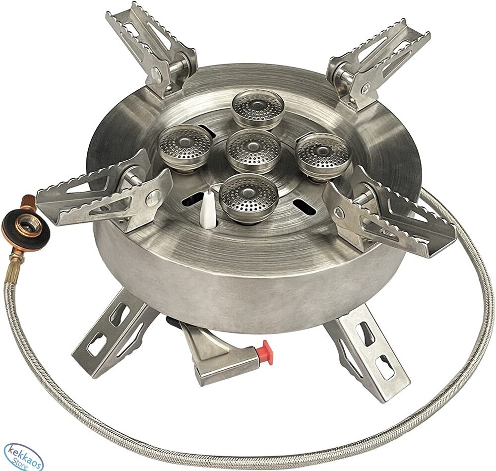 5つ火炎バーナー OD缶対応 キャンプストーブ ソロキャンプ バーナー圧電点火 収納ケース付き 5コア火炎ノズル