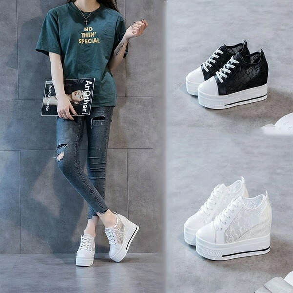 厚底 ヒールスニーカー レディース 小さいサイズ インヒール 10cm カジュアル 通気 おしゃれ 普段履き 日常 通勤 白 ホワイト 黒 ブラック 春夏秋 PU 22.0/22.5/23.0/23.