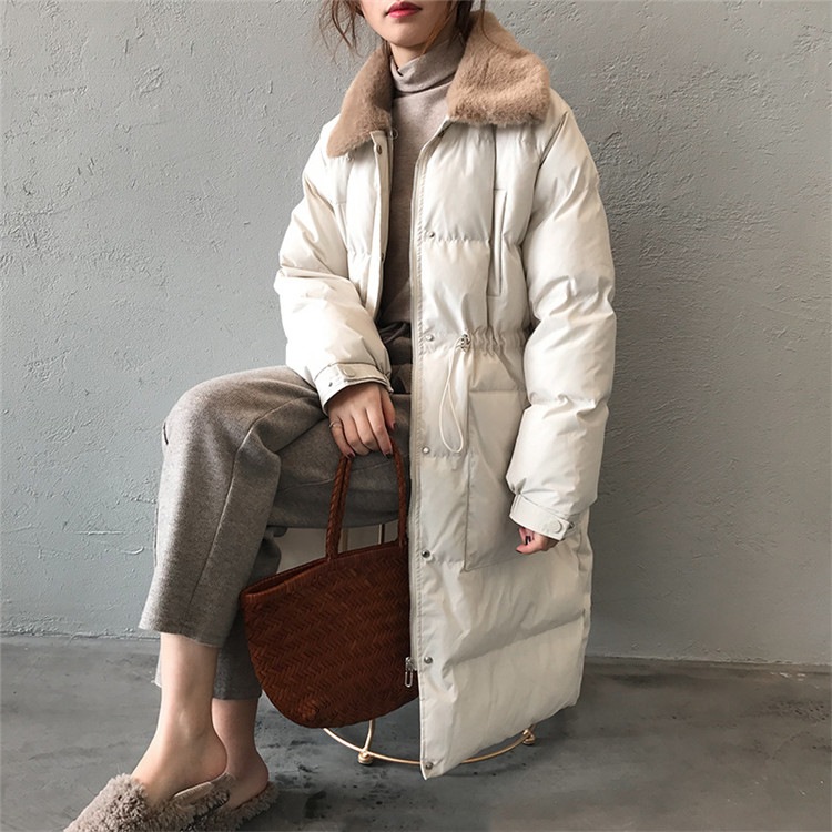 2021 F W 今年大人気 ダウン コットン 女性 毛皮の襟 受け取って腰 ロングセクション