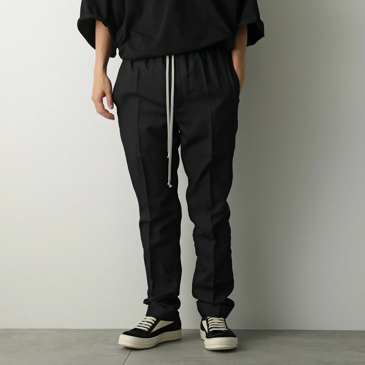 Rick Owens リックオウエンス イージーパンツ TEMPLE DRAWSTRING SLIM LONG テンプル ドローストリング RU01F2390 WG メンズ テーパード 09/BLAC
