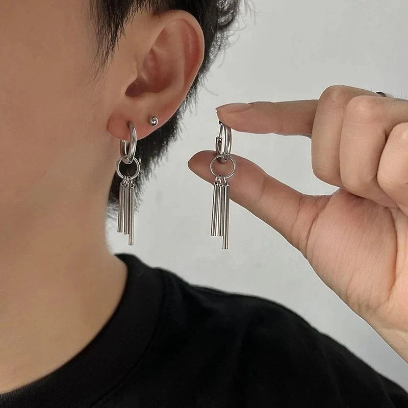 ピアス メンズ おしゃれ 金属アレルギー対応 シンプル リングピアス フープ スタイル 着用タイプ 両耳用 韓国ファッション02