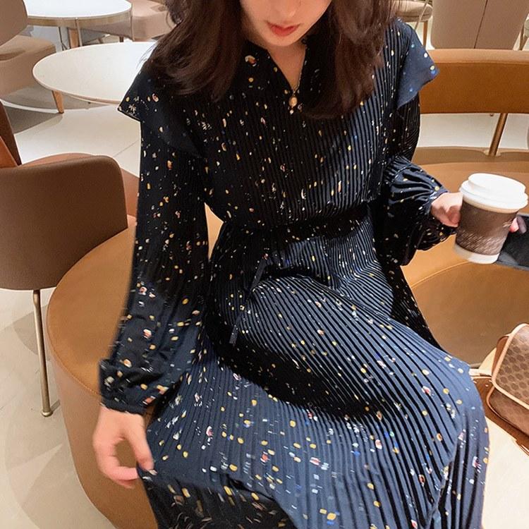 新製品の販促 出荷が迅速 レディース ワンピース ミモレ 長袖 花柄 カジュアル おしゃれ きれいめ キレカジ セレカジ フェミニン 春コーデ 夏 ベージュ ネイビー お出かけ デート 注文すると21