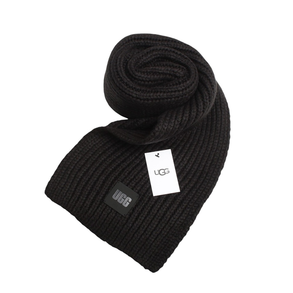 Chunky Rib Scarf マフラー 101106-BLK レディース メンズ ブラック マフラー