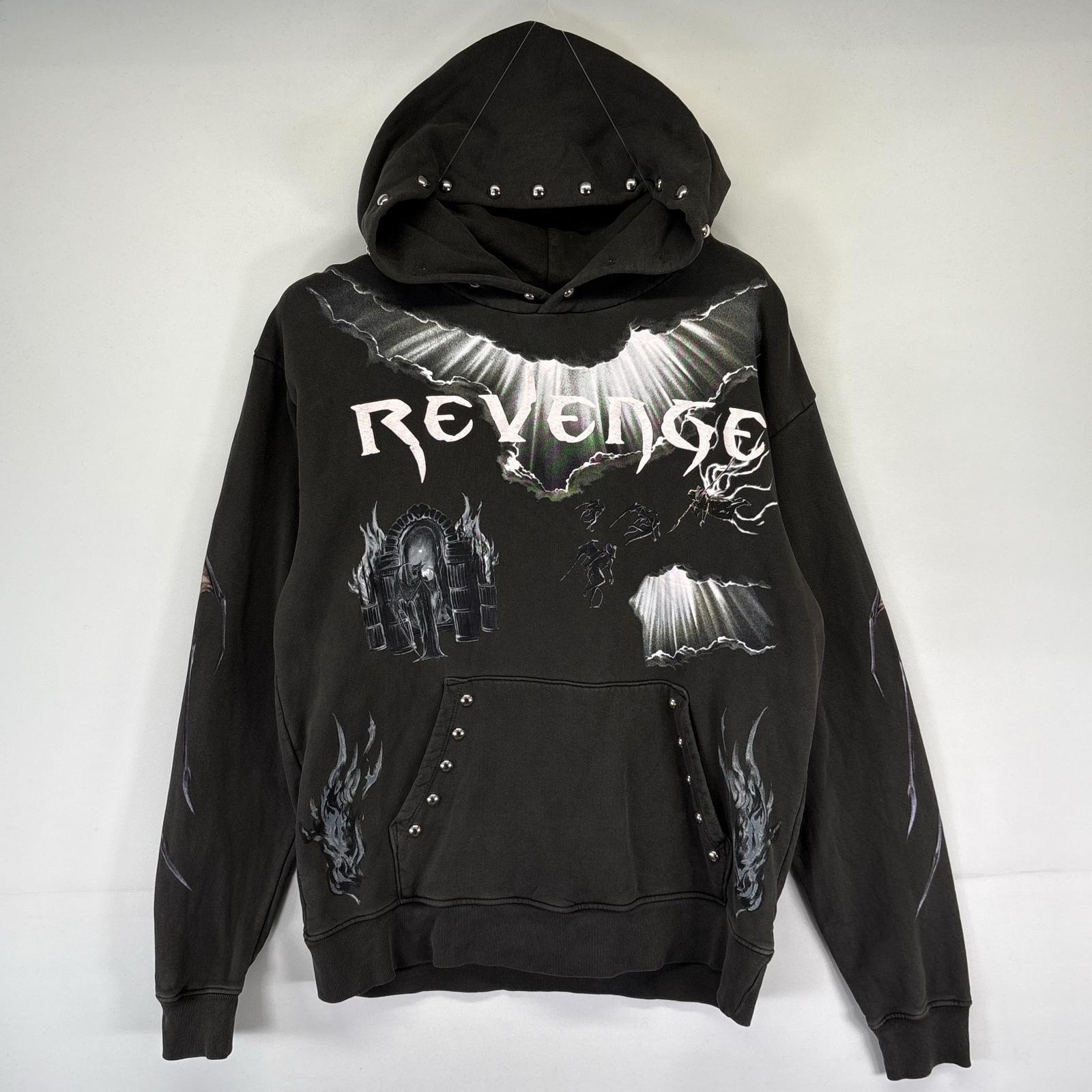 古着 リベンジ REVENGE パーカー プルオーバー DIABLO IVコラボ ゲーム スウェット M ブラック系 メンズ