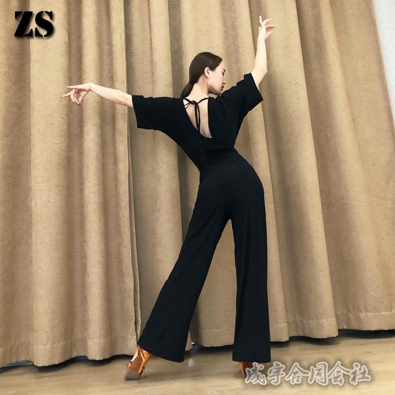 新しい秋のスタイル ハイウエスト サロペットパンツ オーバーオール 五分袖 社交ダンス衣装 ラテンダンス衣装 ダンスドレス ラテンドレス ダンス チャチャ タンゴ 衣装 練習服 Lucky Shop 5,804円