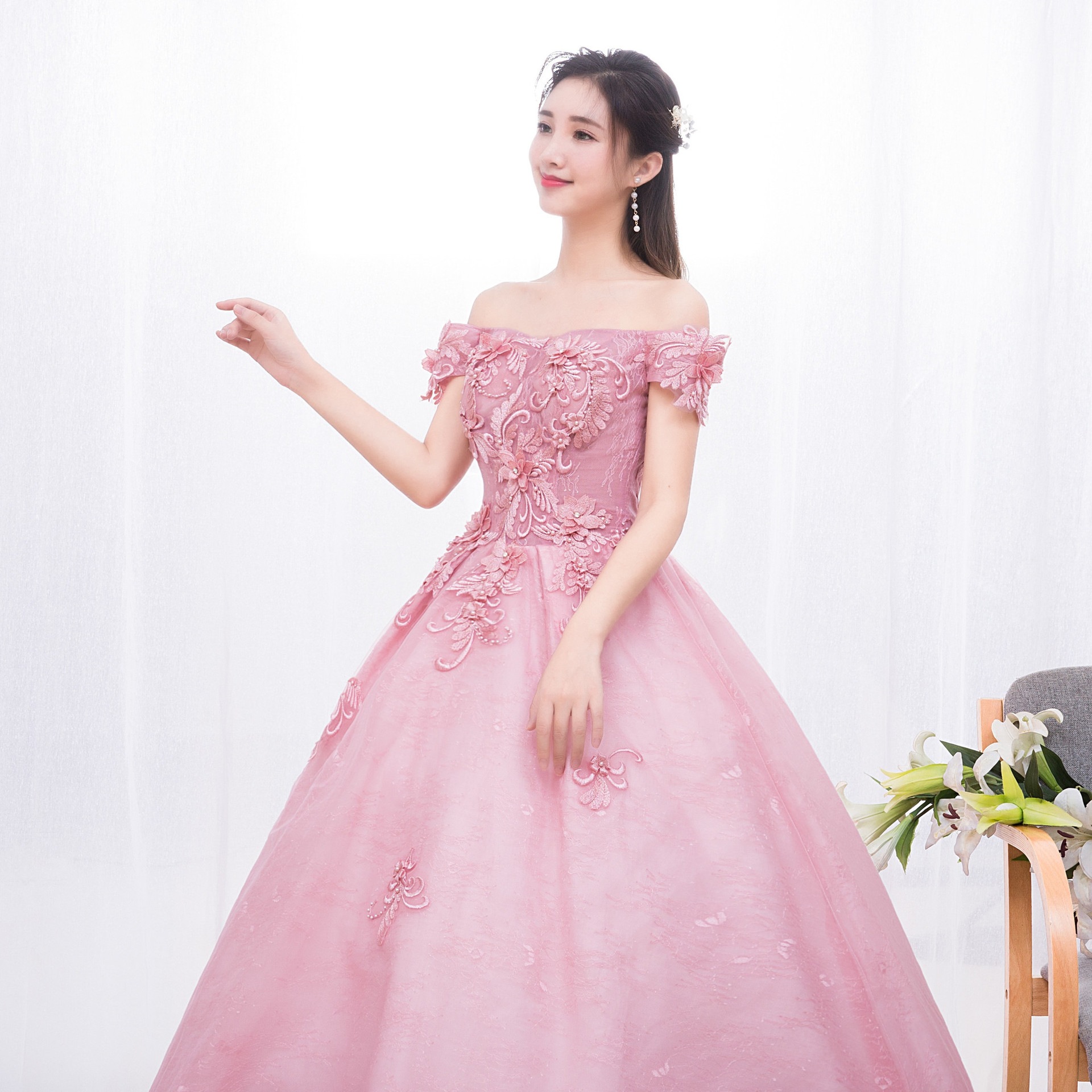 女性のための新しい芸術試験ドレス秋ロング学生ソロパフォーマンス衣装エレガント年次会議ベルカント韓国語バージョンスリムホスト