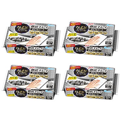 他サイト： エリエール キレキラ ! キッチンクリーナー 80枚(20枚 ×4個) 徹底キレイ おそうじシート 【まとめ買い】 無香 銀の商品画像