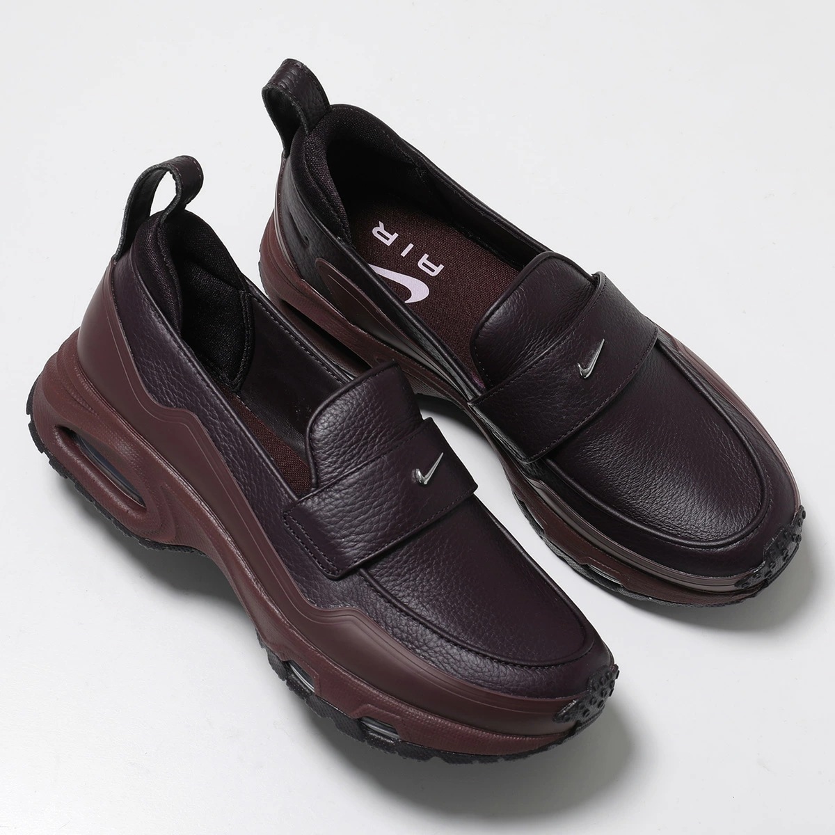 NIKE ナイキ ローファー W NIKE AIR MAX PHENOMENA エア マックス フェノメナ IM8814-600 レディース レザー メタルロゴ 厚底 シューズ 靴 BURGUNDY