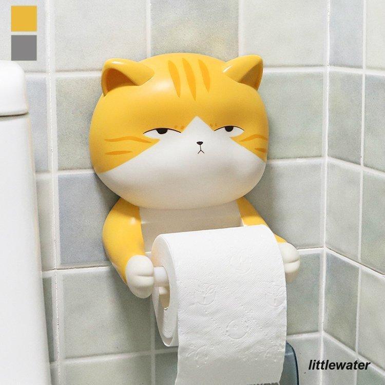 [新品発売/25%OFF]日用品雑貨 トイレ用品 トイレットペーパーホルダー 設置簡単 アニマル 動物 猫 イエロー グレー楽しい ラルテイスト 北欧ラル [aez80]