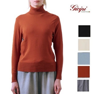 GICIPI ジチピ ニット カットソー タートル 25FW レディース タートルネック セーター 2413A 長袖 イタリア製 トップス ニットソー無地 コットン 綿 ハイゲージニット DOLCE