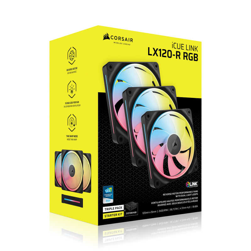 コルセア　CORSAIR　iCUE LINK LX120-R RGB Triple Reverse Fans Starter Kit　CO-9051050-WW
