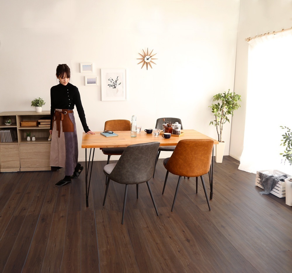 ダイニングテーブルセット ダイニングテーブル 4人用 セット 北欧 ヴィンテージ おしゃれ レザー 木製 ダイニングセット 食卓