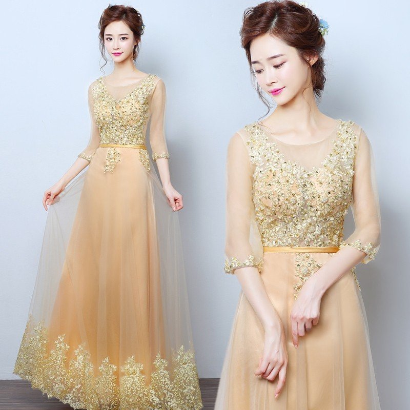 カラードレス ゴールド ロングドレス 安い イブニングドレス コンサート 二次会 カクテルドレス 演奏会 フォーマル 花嫁 ウエディングドレス 結婚式