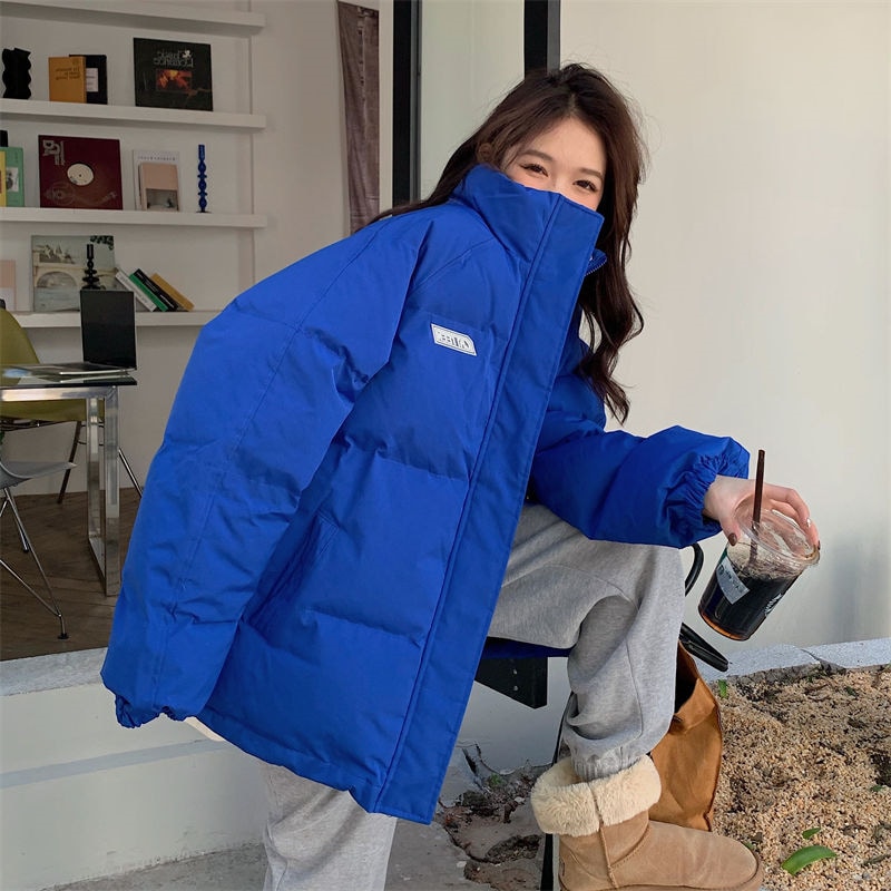 ブルーダウンジャケット ダウンジャケット ダウンコート コットンパッド入りジャケット スタンドアップカラー ジャケット コート アウター 冬 a3651