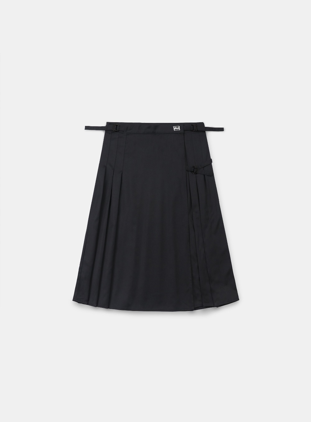 【BADBLOOD】 PLEATED TWILL WRAP SKIRT : BLACKミディアムスカート