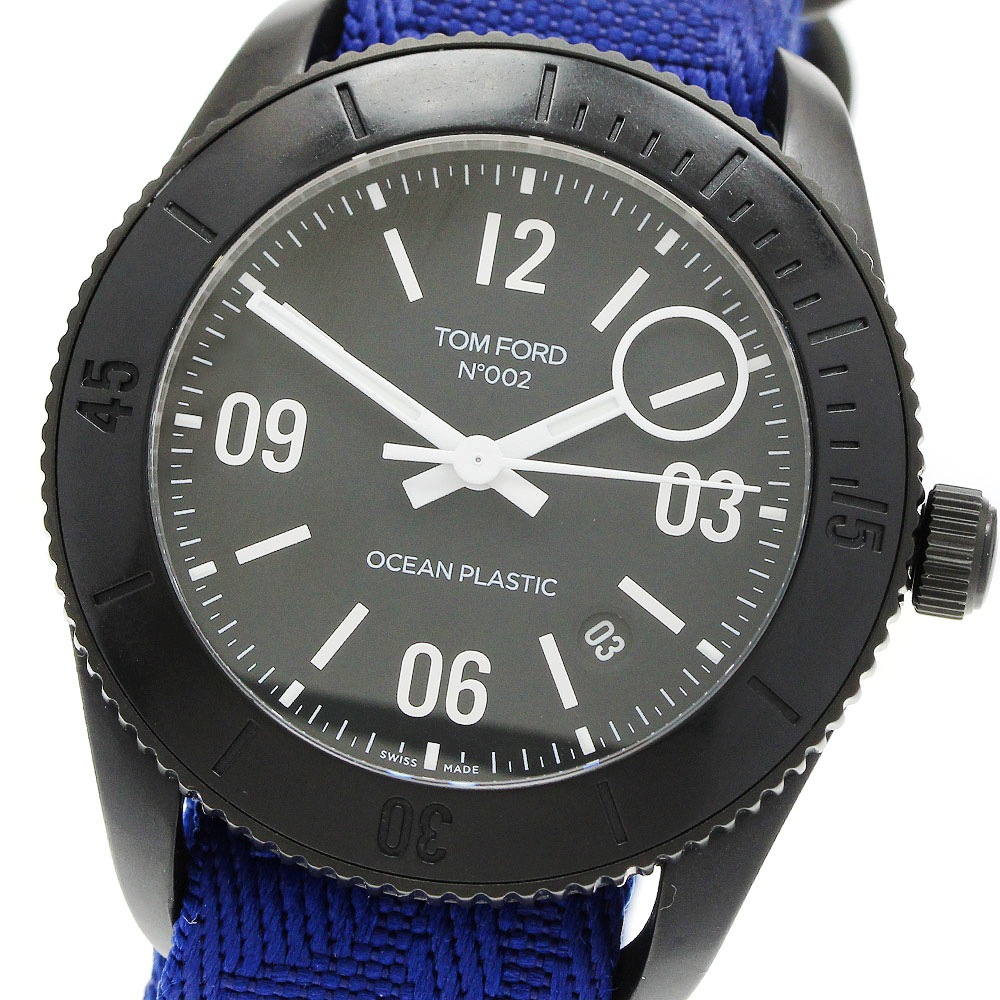 トムフォード TOM FORD TFT002027 N.002 オーシャンプラスチック スポーツ デイト 自動巻き メンズ 極美品 箱・保証書付き_960016【中古】