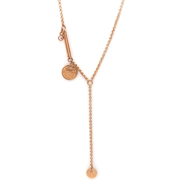 エルメス HERMES ネックレス エクスリブリス ペンダント TPM K18PG ダイヤモンド ピンクゴールド【中古】