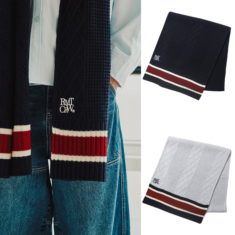 RMTC CABLE KNIT LOGO MUFFLER 2色 人気商品 正規品 男女兼用