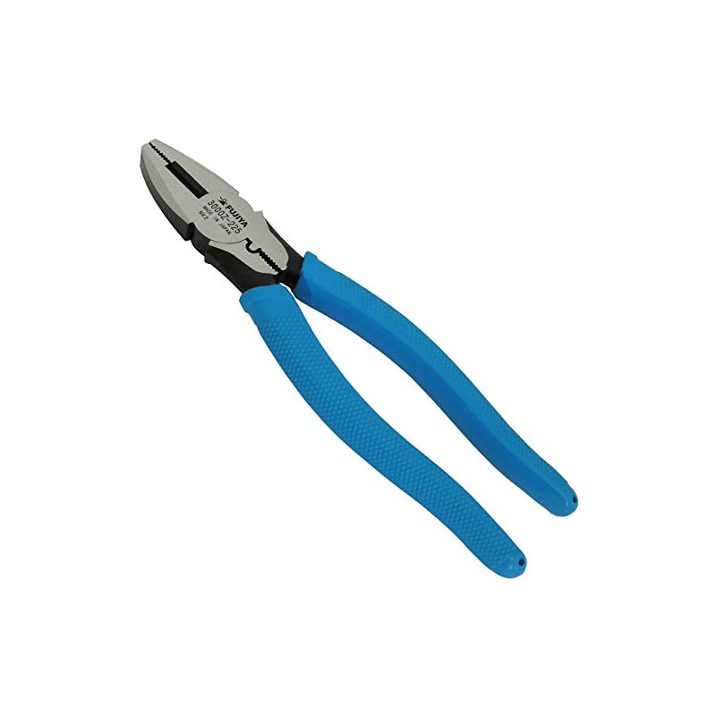 【3日以内発送】フジ矢 電工パワーペンチ (耐電グリップ簡易圧着付) 225mm ピアノ線Ф2mmまで切断可能 3000Z-225 ブルー