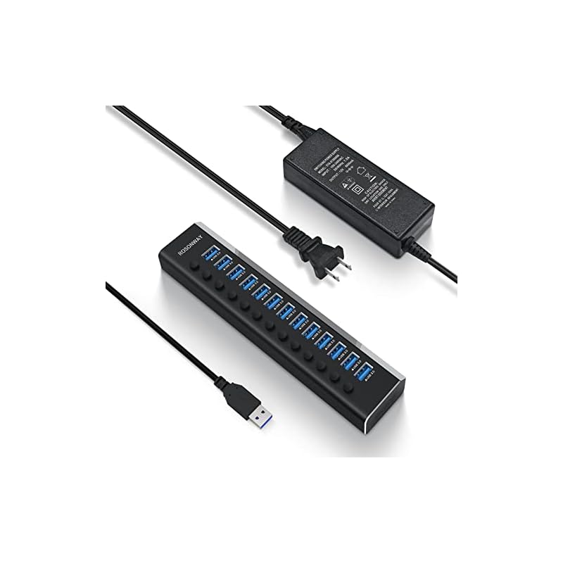 ROSONWAY USBハブ 電源付き 13ポート アルミ製 USB Hub 3.0 72W 5Gbps高速転送 セルフパワー 独立スイッチ付 12V/6A ACアダプタ付き(RSH-A13-5G) 7,815円