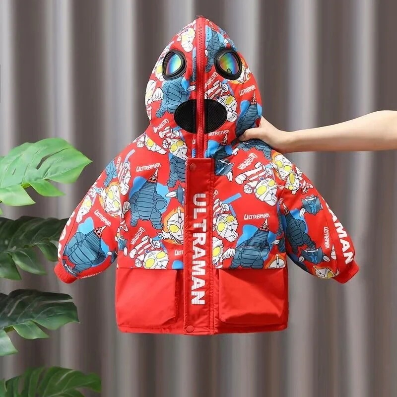 新しい 男子児童用綿服冬用新洋風赤ちゃん冬用ウルトラマン用綿服コート児童用保温綿上着を厚くする