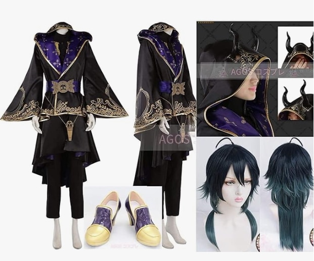 ウィッグ靴髪飾り角付きツイステッドワンダーランド リドル レオナ エース イデア 全員 式典服 コスプレ衣装 マレウス・ドラコニア コスプレ風