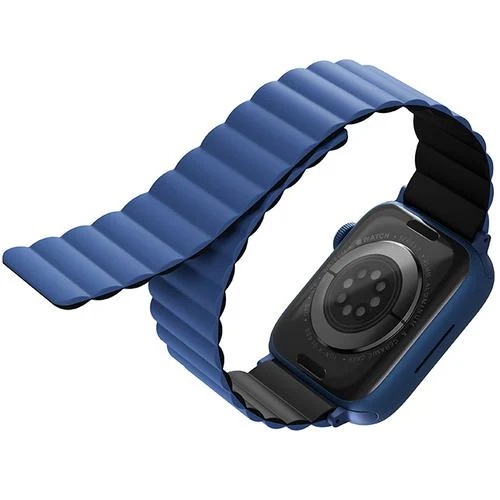 UNIQ UNIQ45MMREVBLUBLK APPLE WATCH用バンド 45／44mm REVERSIBLE MAGNETIC STRAP REVIX CASPIAN BLUE x BLACK