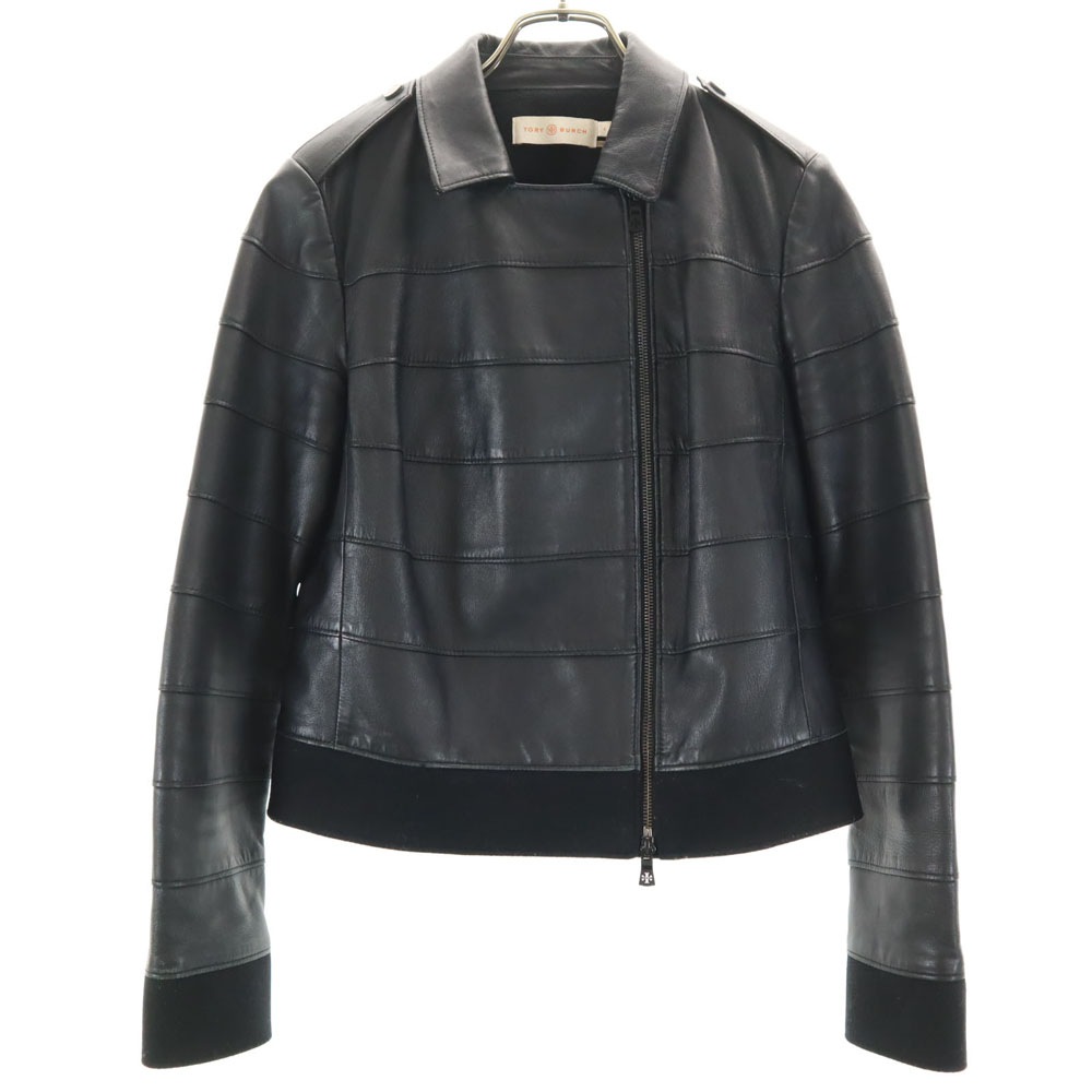 羊革 レザー ダブルライダースジャケット 4 ブラック レディース 古着